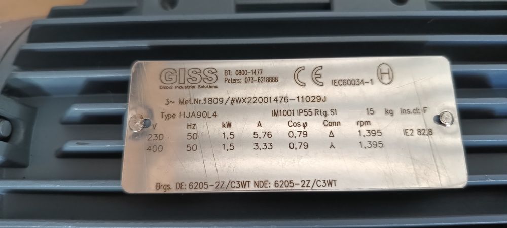 Motor 1.5 kW + VFD Danfoss FCD 315