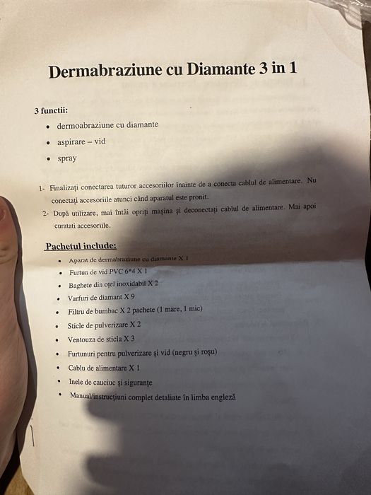 Aparat dermabraziune 3 in 1 cu diamant nou cosmetica profesional