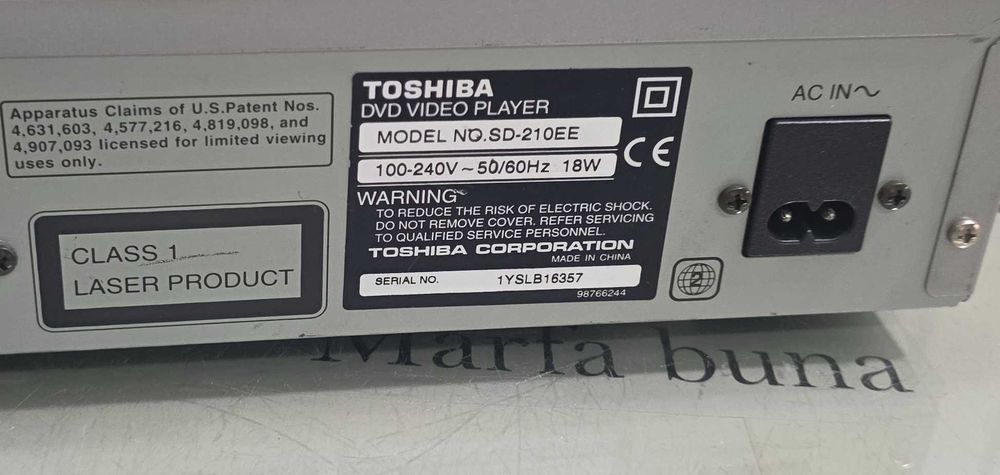 Toshiba SD-316E DVD Player DTS Dolby Digital