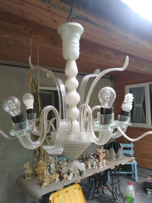 Vand candelabru din sticla cu toate piesele