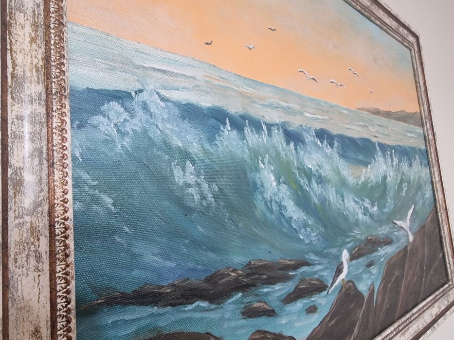 Картина с маслени бои морски пейзаж, изгрев