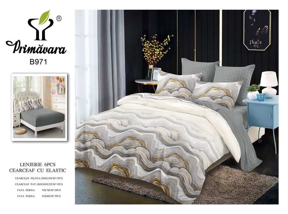 Lenjerie Pucioasa bumbac satinat, 6 piese