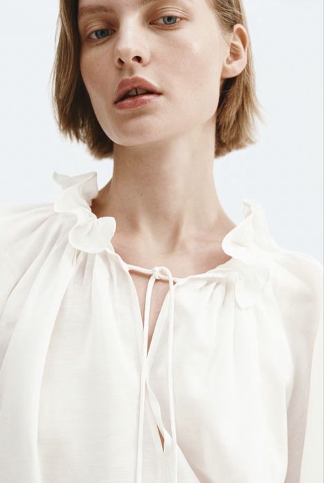 Обемна риза от ленена смес H&M