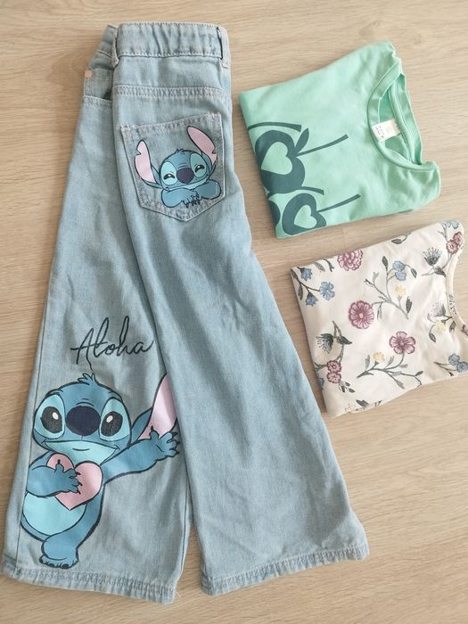 Дънки Стич/Stitch+две блузки HM, Rasch, 116