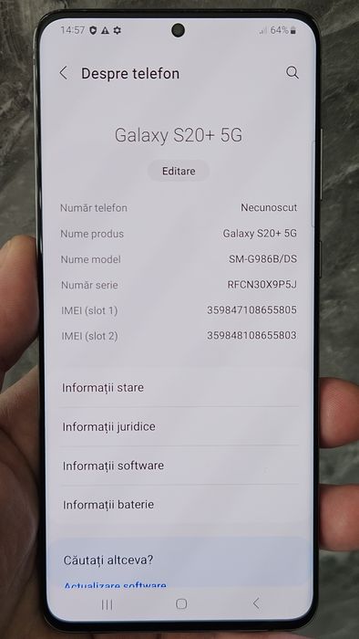 samsung s20 plus black 12gb/128gb  650 lei
