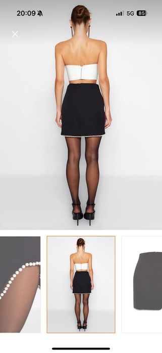 Елегантна черна пола с перли Trendyol