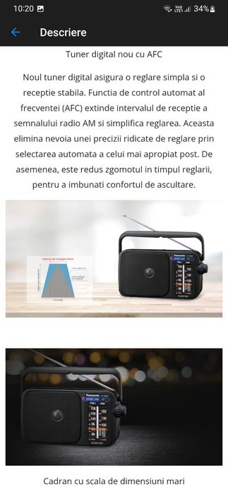 Radio Panasonic original la cutie, trimit oriunde , garanție 2 ani