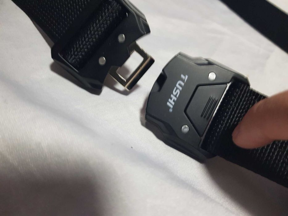 мъжки колан с автоматична метална тока TUSHI, черен , камуфлаж