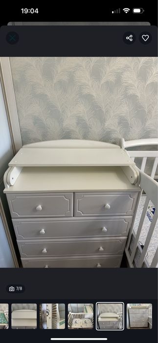 Манеж с комодом цвет белый