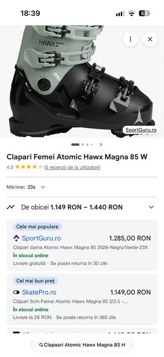 Clăpari ski Atomic Hawx Magna 85 H, stare:NOU, 850 lei