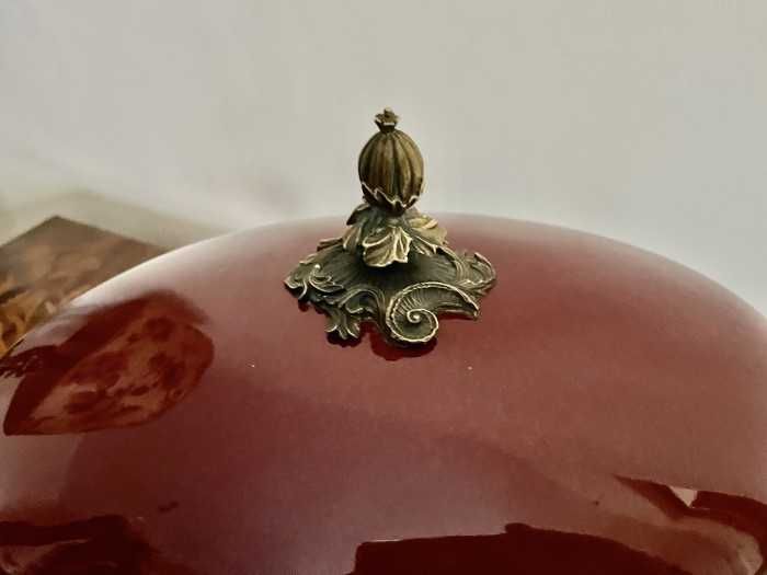 Superb centru de masa antic-stil Napoleon al III lea-portelan emailat-bronz-Franta
