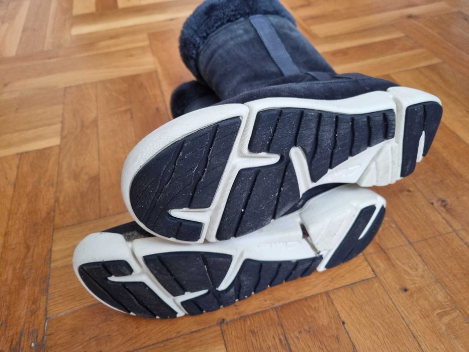 Дамски кожени ботуши Кларкс Clarks тъмносини