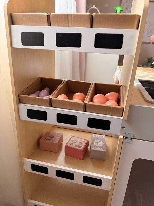 Piață de legume din lemn - tarabă mare XXL, magazin cu casă de marcat de joacă