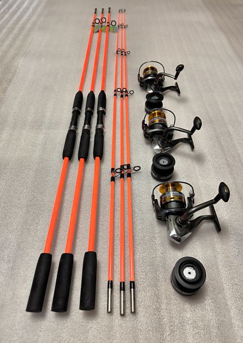 SET 3 Lansete FIBRA PLINA 3.0m WIND BLADE + 3 Mulinete FL EFB 6000