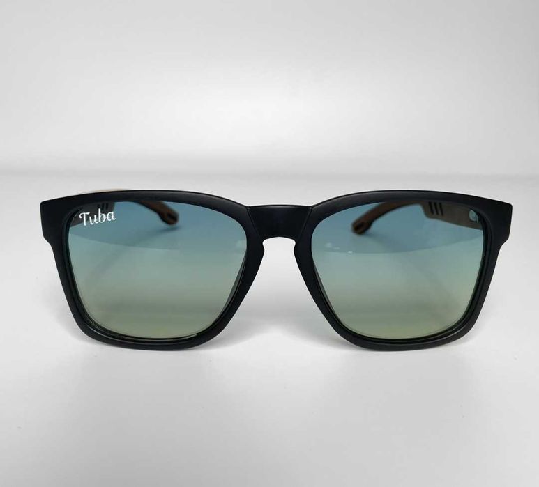 Солнцезащитные синие поляризационные очки градиент  Wood-8011-black