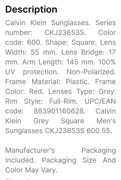 Calvin Klein unisex glasses