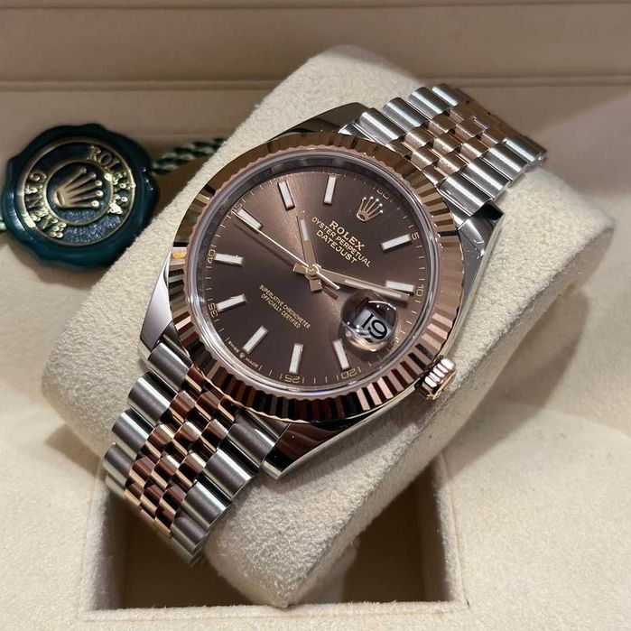 rolex datejust 41mm bi-color choholat dial