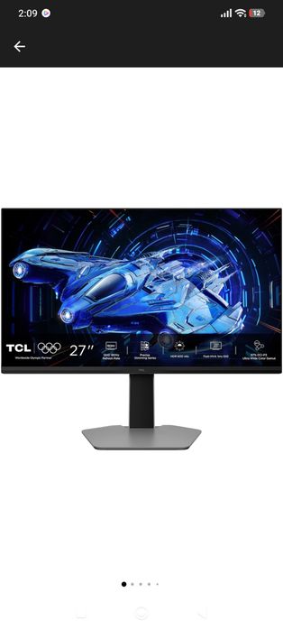 Monitor Gaming QD-Mini LED TCL 27G64, 27", QHD (2560x1440), Fast-HVA, 180Hz, 1ms