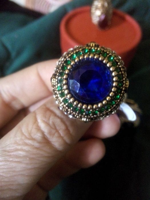 Inel oriental tribal Dubai masiv,pietre roz/verde/negru/albastru-7mode