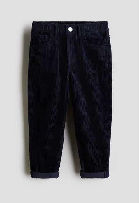 H&M pantaloni copii raiat bumbac, marimea 92, bleumarin