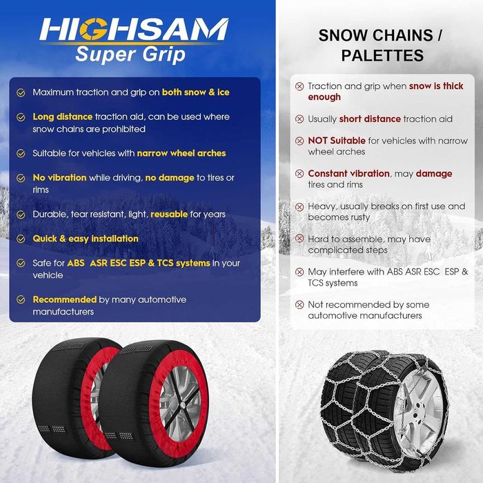 Huse antiderapante textile pentru zăpadă highsam Super Grip