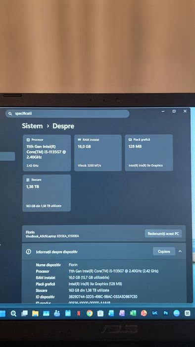 Laptop ASUS VivoBook X515EA, Intel Core i5-1135G7, 16GB RAM, 1TB SSD