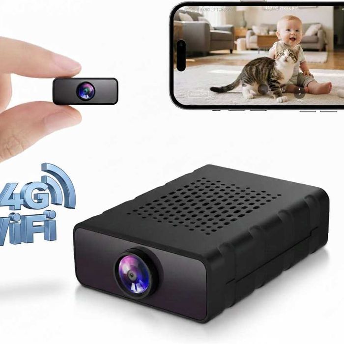 Мини охранителна камера, Скрита камера, Wi-Fi, 4К, Full HD 1080p, 1920×1080, Вградена батерия, Offline запис на SD, Cloud storage, App control