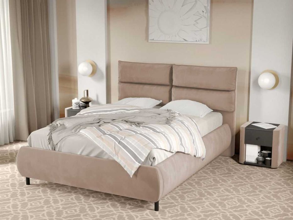 Pat Tapitat Cairo fix Bej Velluto 3 cu perne pe spatar