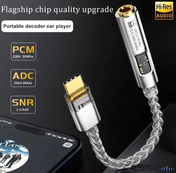 Новый запечатанный ЦАП AMP Hi-Fi 32 бит 384 кГц 60 мВт Type-C до 3,5мм