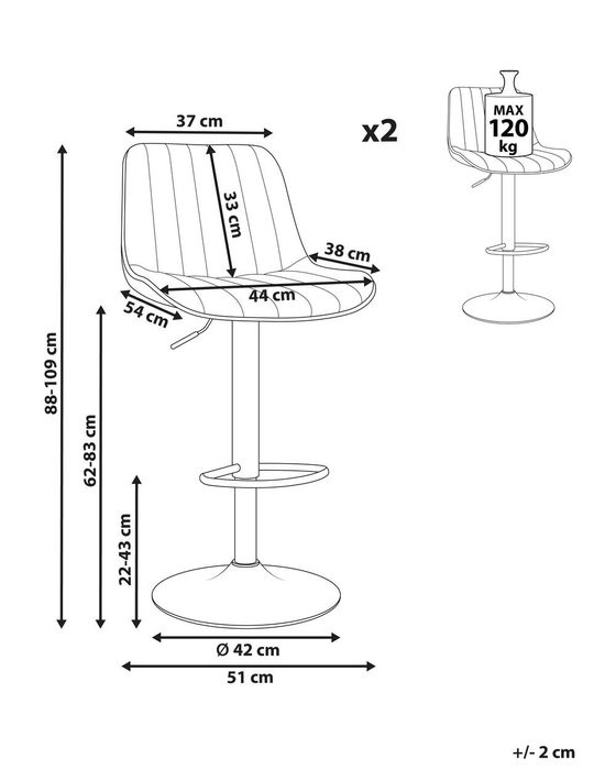 NOU Set 2 scaune bar "DUBROVNIK", pivotante, maro