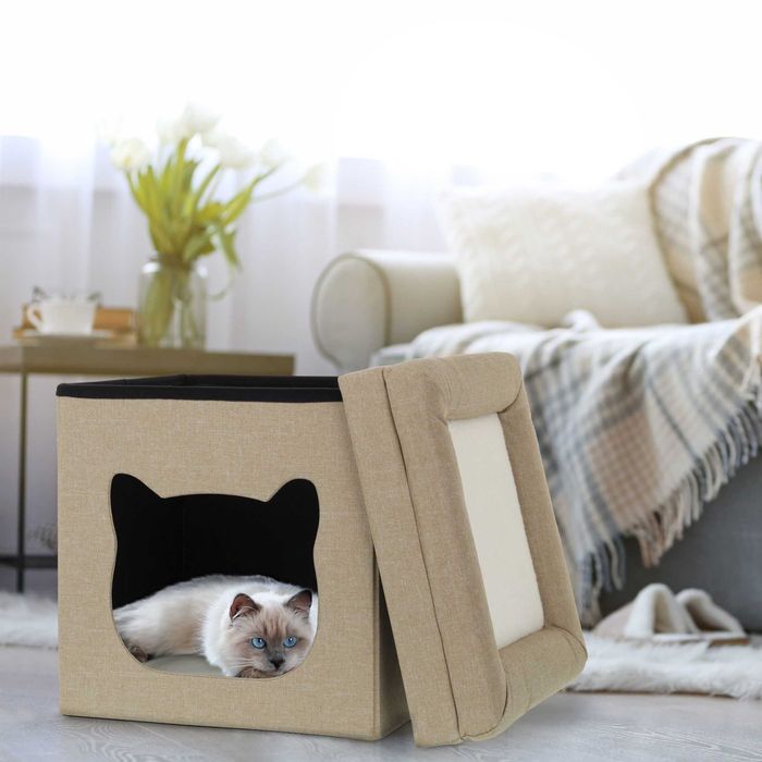 Taburet pliabil cu culcus pentru pisici 2 locuri de dormit perna capac