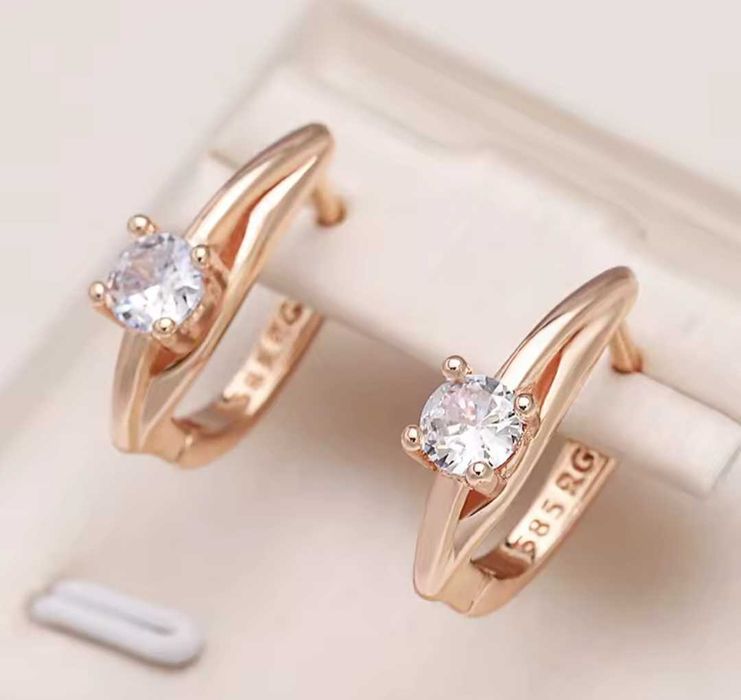 GP12, cercei placati aur,noi/marcati,incuietoare sigura,zirconiu alb