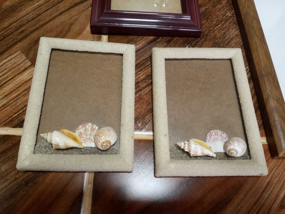 Небольшие рамки размером 15х11см с декорациями из натуральных ракушек