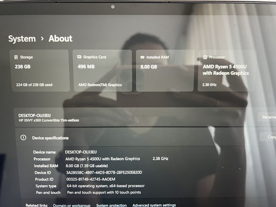 Laptop HP Envy x360 Convertible 15 – Ryzen 5, 8GB RAM, Touchscreen