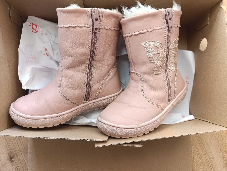 Ботушки Колев и Колев, естествена кожа, вълна, розови