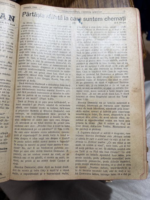 Volum vechi Indrumatorul crestin baptist - anii 1948-1949, legat