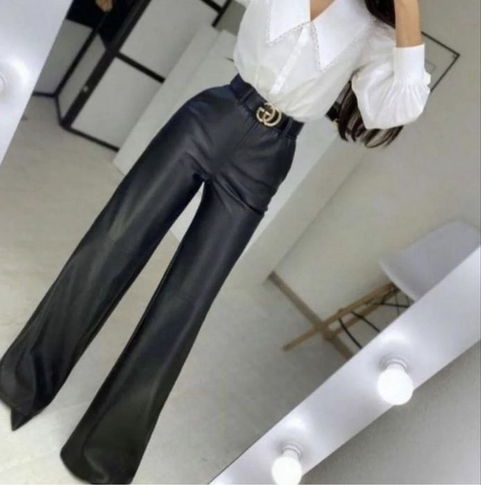 Кожаные брюки черный