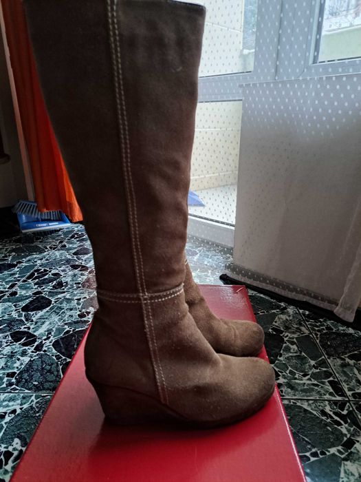 Луксозни ботуши Vera Pelle Italy естествен велур