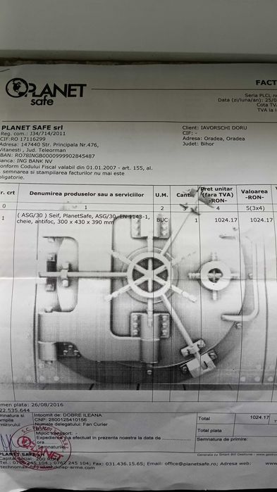 Seif PROMET - certificat EN 1143-1, Grad I, model PlanetSafe ASG/30
