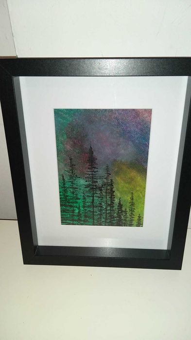 Tabloul pictat manual acrilic "The Grace of the Tropical Sunset38x45cm