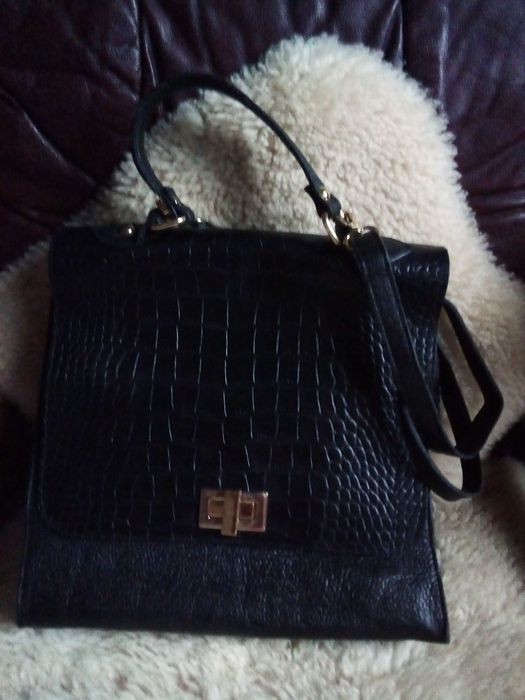 Голяма италианска чанта естествена кожа