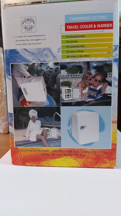 THERMOELECTRIC-frigider portabil alb – Raceste si incalzeste, frigider mic de 4 litri, (6 doze),pentru produse cosmetice, gustari, machiaj,