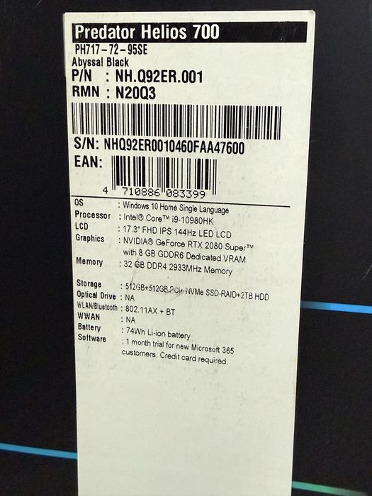 Acer Predator Helios 700