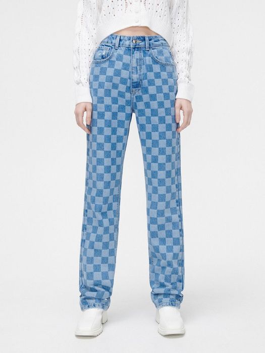 Cropp карирани дънки straight, размер XS/ХС, НОВИ