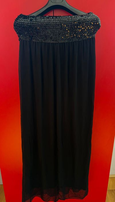 Rochie neagra lunga cu paiete