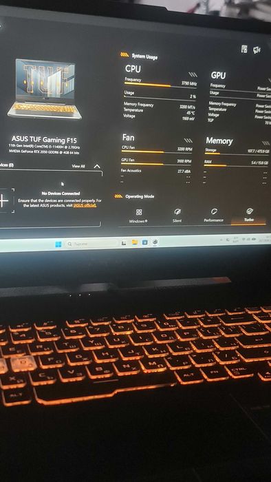 Asus tuf fx506hf /2023 / i5 11400h - rtx 2050 70w