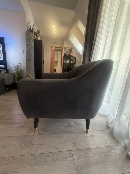 Употребявани диван и кресло EGEDAL от Jysk. Сиво кадифе