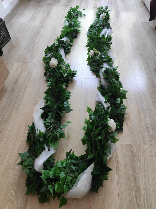 Ръчно изработена сватбена украса за кола – гирлянд 3.85 м