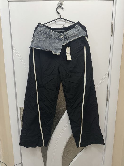 Дамски шушляков панталон с дънков елемент