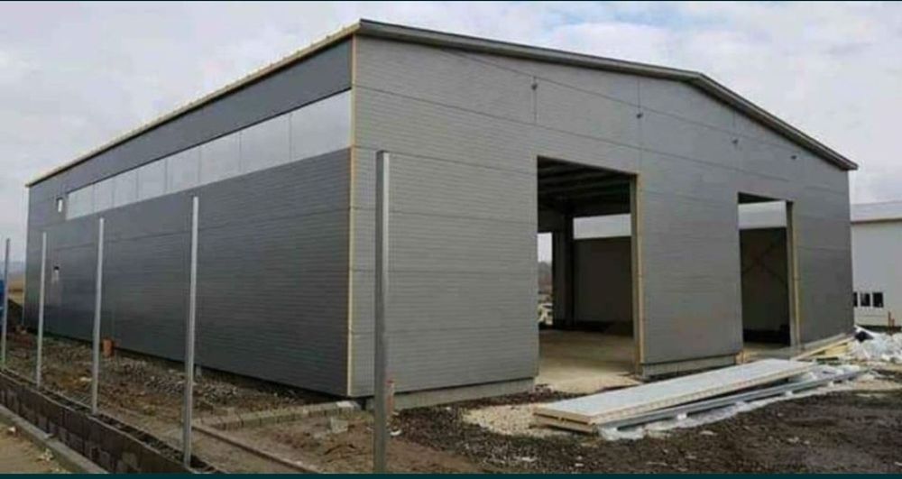 Vand hala  metalica tip hala formata din 6 ferme cu deschidere de 8.6m